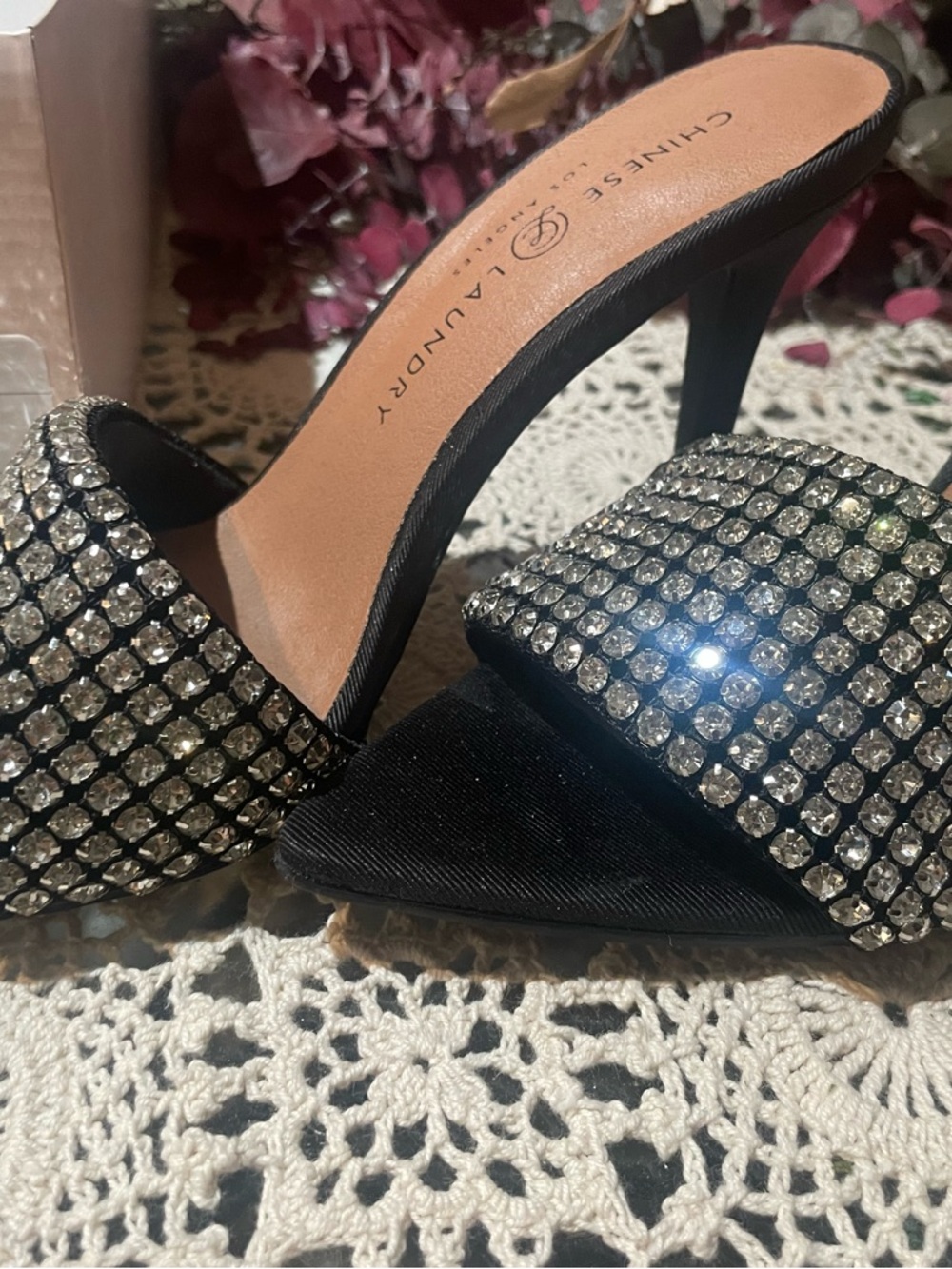 Jeep Black Rhinestone Slide Heels - Picture 2 of 6